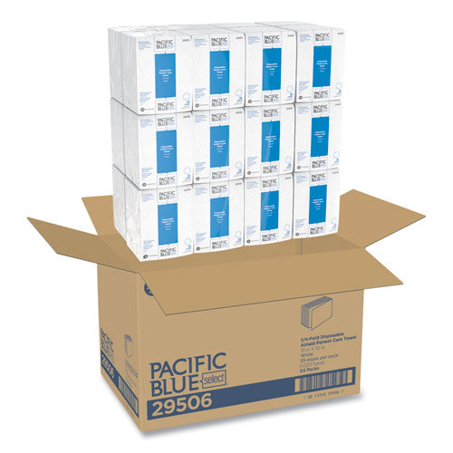 Image of Georgia Pacific® Professional Pacific Blue Select Disposable Patient Care Washcloths, 1-Ply, 10 x 13, Unscented, White, 55/Pack, 24 Packs/Carton