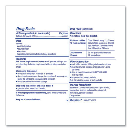 Image of First Aid Only Over the Counter Antacid Medications for First Aid Cabinet, 2 Tablets/Packet, 125 Packets/Box
