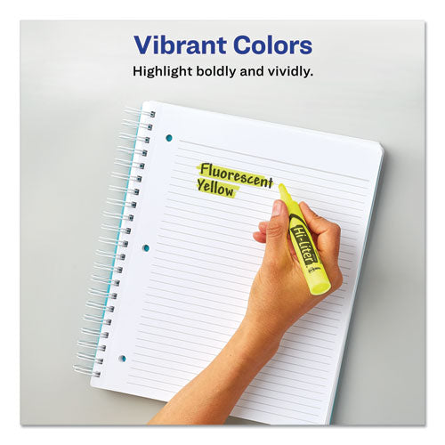 Image of Avery® Hi-Liter Desk-Style Highlighters, Fluorescent Yellow Ink, Chisel Tip, Yellow/black Barrel, 200/box