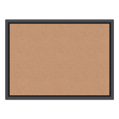 Image of U Brands Cork Bulletin Board, 24" x 18" (Actual Size: 23" x 17"), Tan Surface, Black Wood Frame
