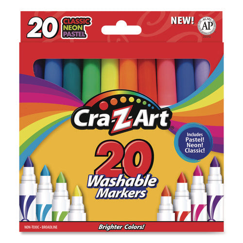 Image of Cra-Z-Art® Washable Markers, Broad Bullet Tip, Assorted Classic/neon/pastel Colors, 20/set