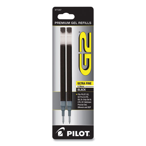 Image of Pilot® Refill For Pilot G2 Gel Ink Pens, Ultra-Fine Conical Tip, Black Ink, 2/pack
