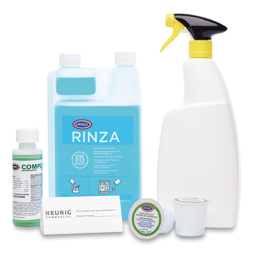 Image of Keurig® K-Cup Pod Brewer Deep Cleaning Kit, 4 Oz Complete Cafe, (3) 32oz Rinza, (15) K-Cup Cleaning Cups, Empty Spray Bottle