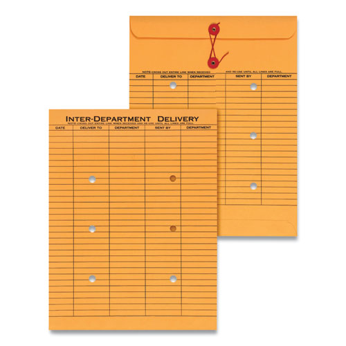 Image of Universal® Light Brown Kraft String/Button Interoffice Envelope, #97, Two-Sided Five-Column Format, 10 x 13, Light Brown Kraft, 100/Box