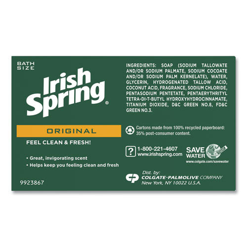 Image of Irish Spring® Bar Soap, Clean Fresh Scent, 3.75 Oz, 3 Bars/pack, 18 Packs/carton