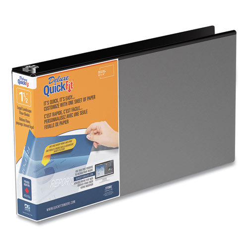Image of Stride Quickfit Landscape Spreadsheet Round Ring View Binder, 3 Rings, 1.5" Capacity, 14 X 8.5, Black