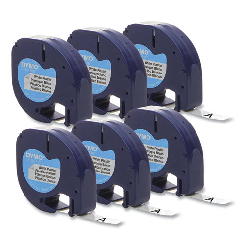 Image of DYMO® Letratag Plastic Label Tape Cassette, 0.5" X 13 Ft, White, 6/pack