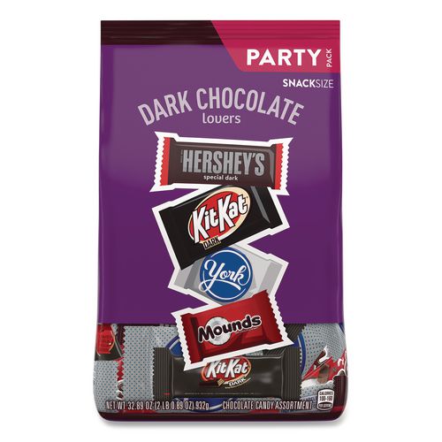 Image of Hershey®'s Dark Chocolate Lovers Snack Size Party Pack, 32.89 Oz Bag, Approximately 60 Pieces