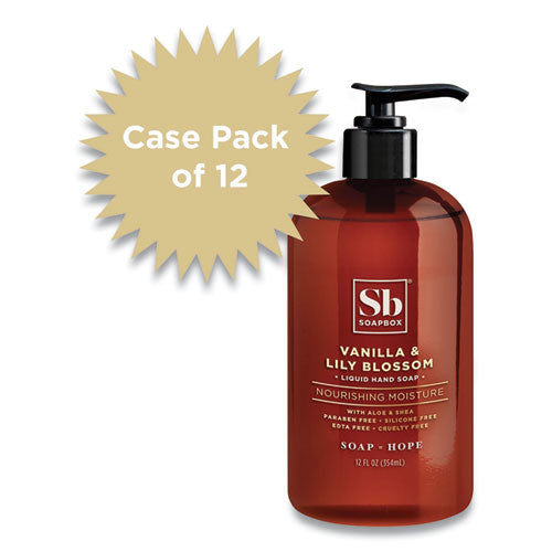 Image of Soapbox Hand Soap, Vanilla and Lily Blossom Scent, 12 oz, 12/Carton