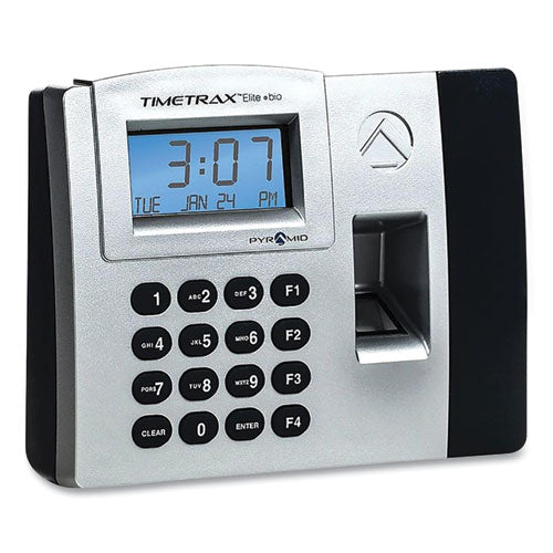 Image of Pyramid Technologies Timetrax Elite Biometric Time Clock, 50 Employees, Black
