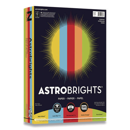 Image of Astrobrights® Color Paper, 24 lb Bond Weight, 8.5 x 11, Assorted Everyday Colors, 500/Ream