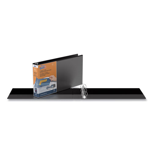 Image of Stride Quickfit Landscape Spreadsheet Round Ring View Binder, 3 Rings, 1.5" Capacity, 14 X 8.5, Black