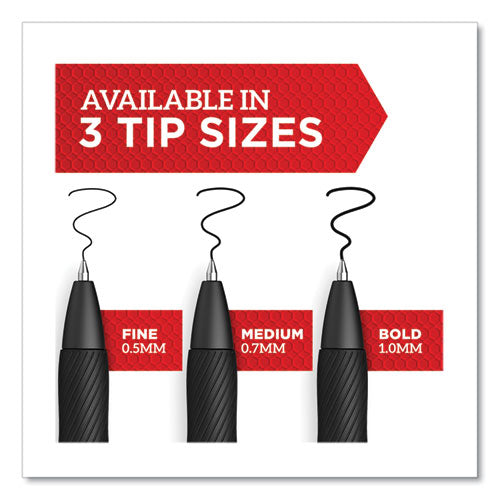 Image of Sharpie® S-Gel S-GEL HIGH-PERFORMANCE GEL PEN, RETRACTABLE, FINE 0.5 MM, BLACK INK, BLACK BARREL, 4/PACK