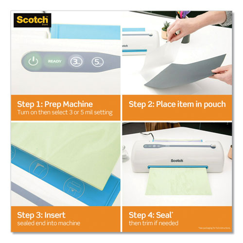 Image of Scotch Laminating Pouches, 3 Mil, 9" X 11.5", Gloss Clear, 20/pack