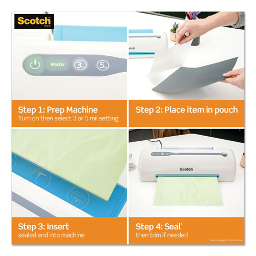 Image of Scotch Laminating Pouches, 5 Mil, 5.38" X 3.75", Gloss Clear, 20/pack