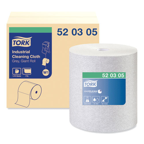 Image of Tork® Industrial Cleaning Cloths, 1-Ply, 12.6 X 13.3, Gray, 1,050 Wipes/roll