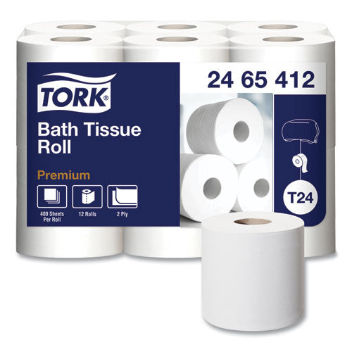 Image of Tork® Premium Poly-Pack Bath Tissue, Septic Safe, 2-Ply, White, 400 Sheets/Roll, 12 Rolls/Pack, 4 Packs/Carton