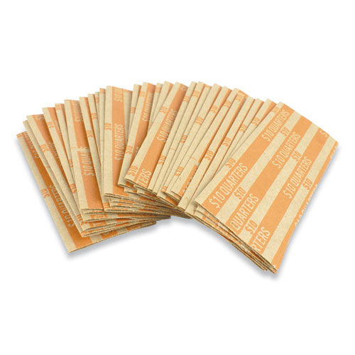 Image of CONTROLTEK® Flat Tubular Coin Wrap, Quarters, $10.00, Orange, 1,000/box