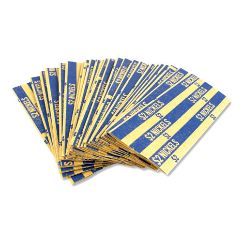 Image of CONTROLTEK® Flat Tubular Coin Wrap, Nickels, $2.00, Blue, 1,000/box