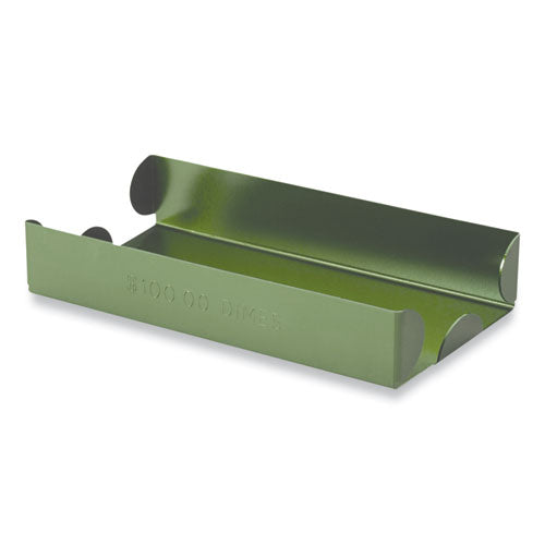 Image of CONTROLTEK® Metal Coin Tray, Dimes, Stackable, 3.5 X 10 X 1.75, Green