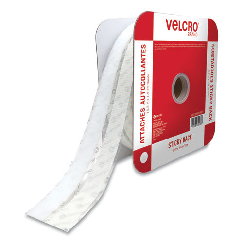Image of VELCRO® Brand Sticky-Back Fasteners, Removable Adhesive, 0.75" X 50 Ft, White