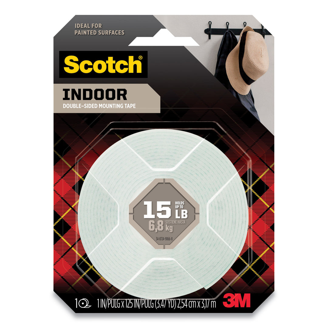 Image of Scotch® Permanent High-Density Foam Mounting Tape, Holds Up To 15 Lbs, 1 X 125, White