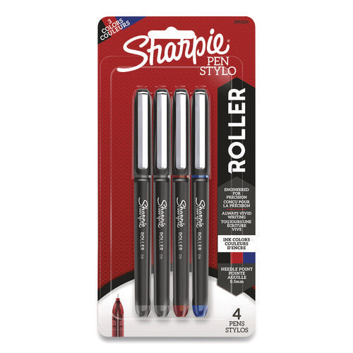 Image of Sharpie® Roller Professional Design Rollerball Pen, Stick, Fine 0.5 mm, Assorted Ink and Barrel Colors, 4/Pack