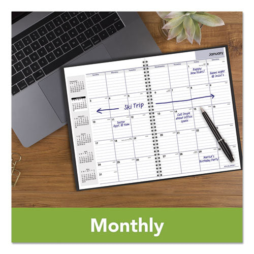 Image of AT-A-GLANCE® DayMinder Monthly Planner, Ruled Blocks, 12 x 8, Black Cover, 14-Month: Dec 2024 to Jan 2026