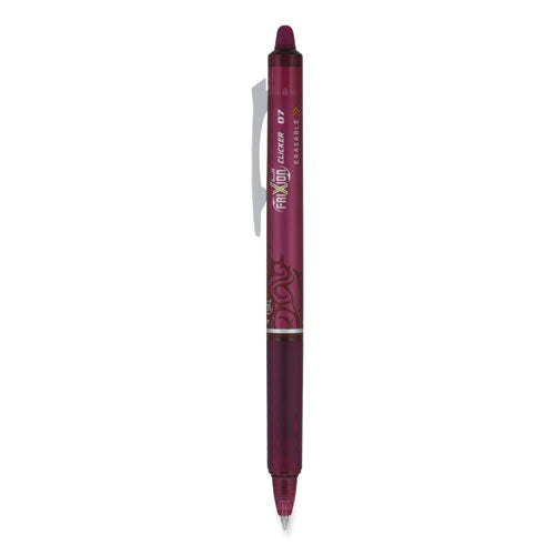 Image of Pilot® Frixion Clicker Erasable Gel Pen, Retractable, Fine 0.7 Mm, Burgundy Ink, Burgundy Barrel, Dozen
