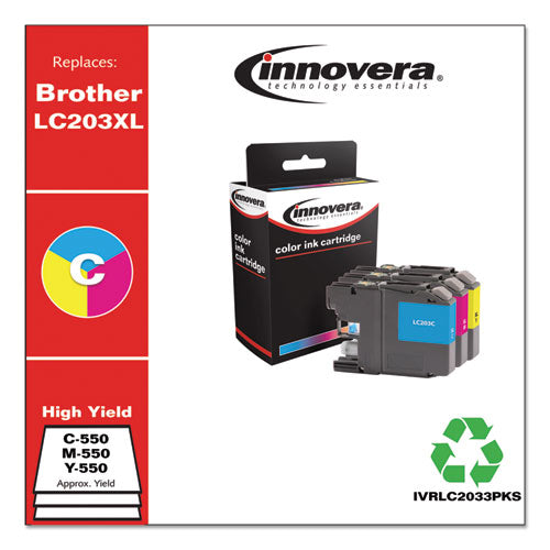 Image of Innovera® Remanufactured Cyan/Magenta/Yellow High-Yield Ink, Replacement for LC2033PKS, 550 Page-Yield