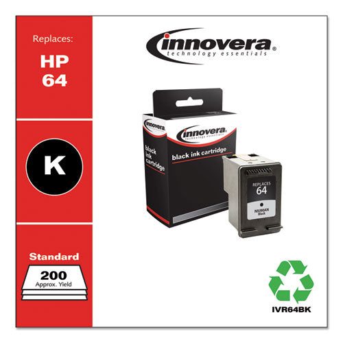 Image of Innovera® Remanufactured Black Ink, Replacement for 64 (N9J90AN), 200 Page-Yield