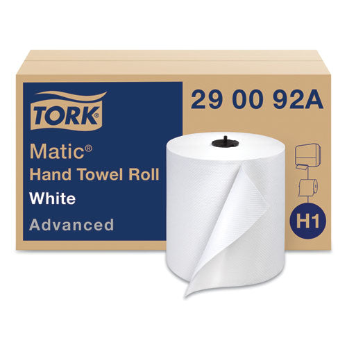 Image of Tork® Advanced Matic Hand Towel Roll, 2-Ply, 7.7" x 525 ft, White, 643/Roll, 6 Rolls/Carton
