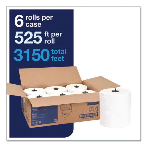 Image of Tork® Advanced Matic Hand Towel Roll, 2-Ply, 7.7" x 525 ft, White, 643/Roll, 6 Rolls/Carton
