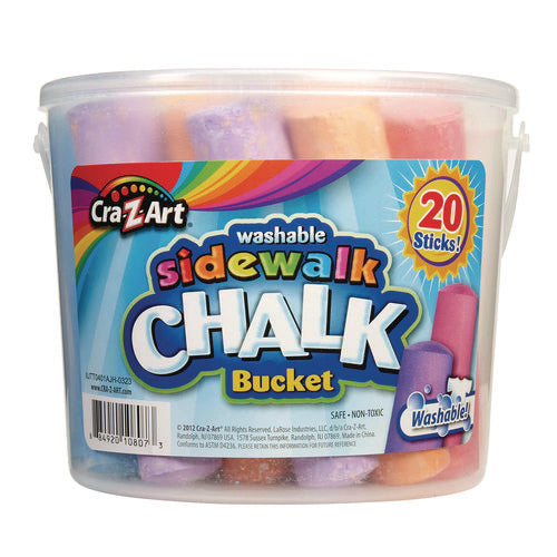 Image of Cra-Z-Art® Washable Sidewalk Jumbo Chalk in Storage Bucket with Lid and Handle, 12.63", 20 Assorted Colors
