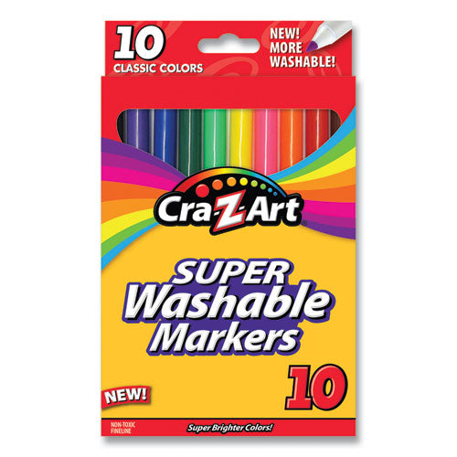 Image of Cra-Z-Art® Super Washable Markers, Fine Bullet Tip, Assorted Colors, 10/set