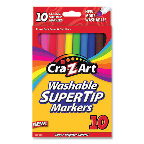 Image of Cra-Z-Art® Washable Supertip Markers, Fine/broad Bullet Tips, Assorted Colors, 10/set