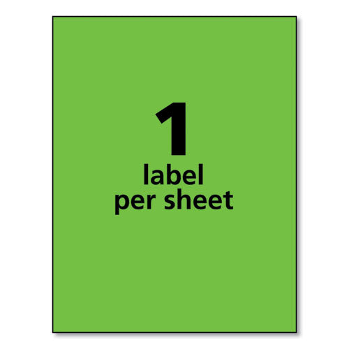 Image of Avery® High-Visibility Permanent Laser ID Labels, 8.5 x 11, Neon Green, 100/Box