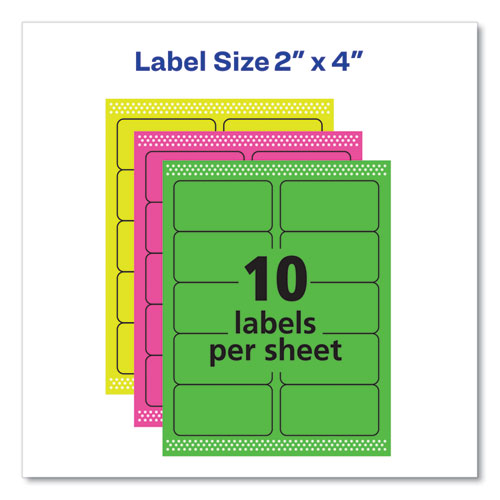 Image of Avery® High-Visibility Permanent Laser Id Labels, 2 X 4, Neon Assorted, 1000/box