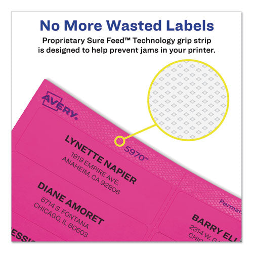 Image of Avery® High-Visibility Permanent Laser ID Labels, 2 x 4, Neon Assorted, 500/Pack