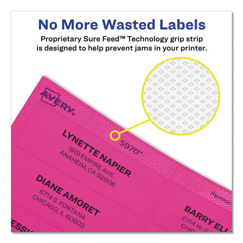 Image of Avery® High-Visibility Permanent Laser Id Labels, 2 X 4, Neon Assorted, 1000/box
