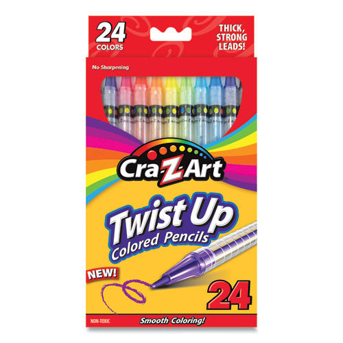 Image of Cra-Z-Art® Twist Up Colored Pencils, 24 Assorted Lead Colors, Clear Barrel, 24/set