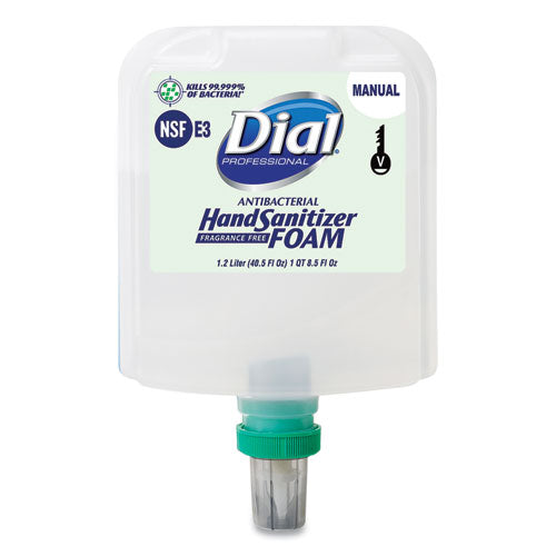 Image of Dial® Professional Antibacterial Foaming Hand Sanitizer Refill For Dial 1700 V Dispenser, Fragrance-Free, 1.2 L, 3/carton