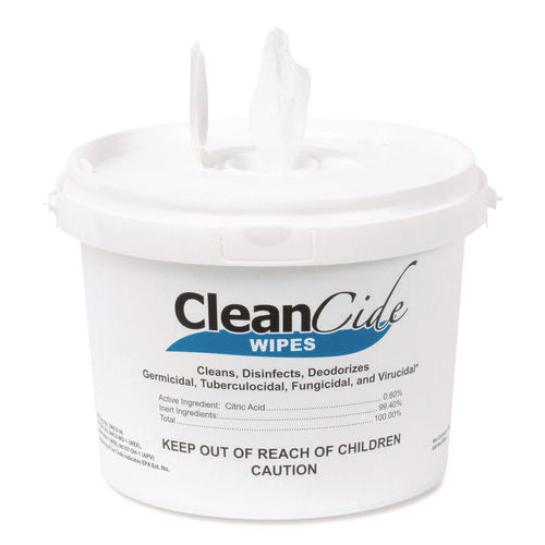 Image of Wexford Labs CleanCide Disinfecting Wipes, 1-Ply, 8 x 5.5, Fresh Scent, White, 400/Tub