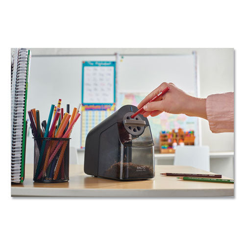 Image of X-ACTO® Model 1670 School Pro Classroom Electric Pencil Sharpener, Ac-Powered, 4 X 7.5 X 7.5, Black/gray/smoke