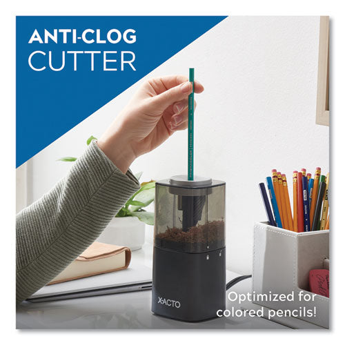 Image of X-ACTO® Model 1799 Powerhouse Office Electric Pencil Sharpener, Ac-Powered, 3 X 3 X 7, Black/silver/smoke