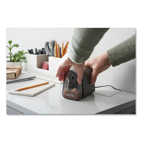 Image of X-ACTO® Model 19501 Mighty Mite Home Office Electric Pencil Sharpener, Ac-Powered, 3.5 X 5.5 X 4.5, Black/gray/smoke