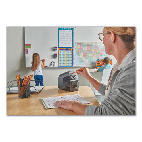 Image of X-ACTO® Model 1670 School Pro Classroom Electric Pencil Sharpener, Ac-Powered, 4 X 7.5 X 7.5, Black/gray/smoke