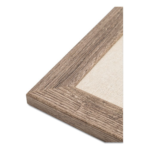 Image of U Brands Linen Bulletin Board with Rustic Frame, 36" x 24" (Actual Size: 35" x 23"), Beige Surface, Brown Wood Frame