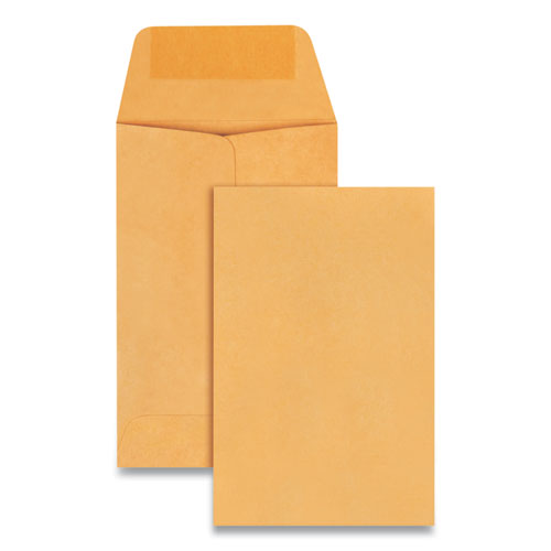 Image of Quality Park Kraft Coin and Small Parts Envelope, #1, Extended Square Flap, Gummed Closure, 2.25 x 3.5, Brown Kraft, 500/Box