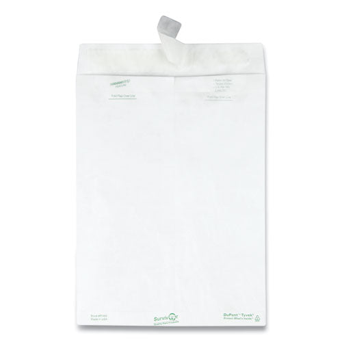 Image of Survivor® Lightweight 14 lb Tyvek Catalog Mailers, #10 1/2, Square Flap, Redi-Strip Adhesive Closure, 9 x 12, White, 100/Box